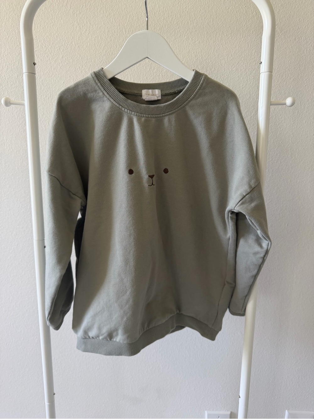 Jamie Kay Dusty Sage Bear Face Sweatshirt